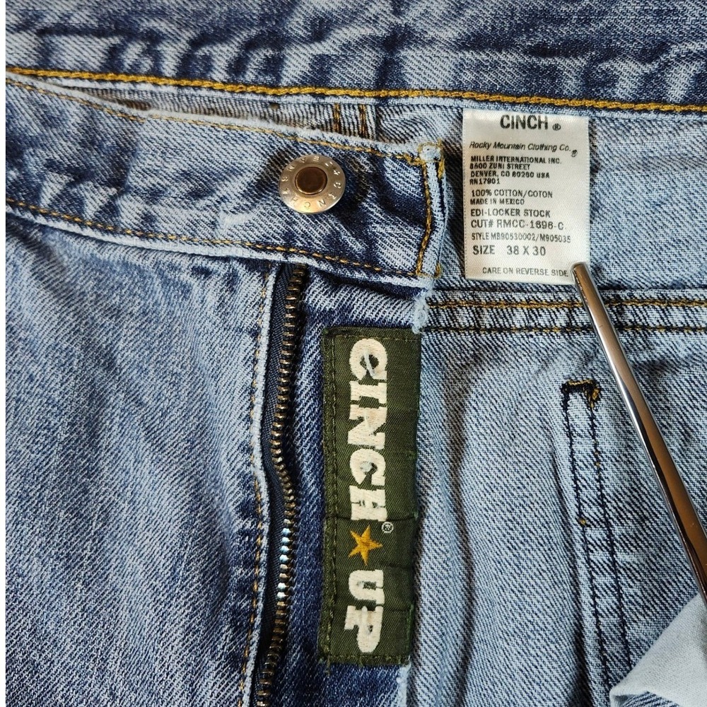 Cinch Green label Men 38x30 Blue Good Straight Leg Western Denim Cotton 38 x 30 - Picture 3 of 16